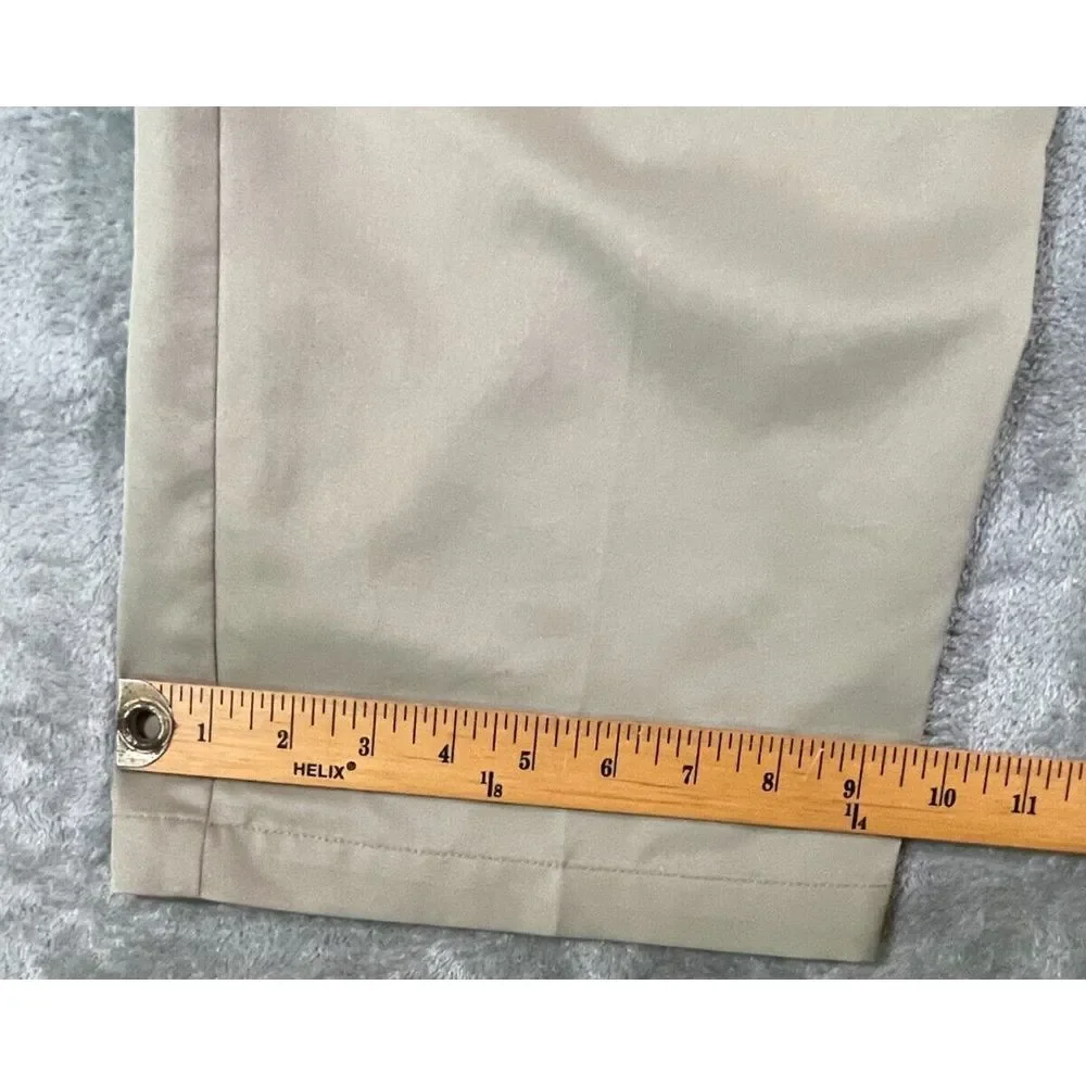 Adidas Clima-lite Golf Pants Mens Size 36x32 Black Flat‎ Front Beige Logo